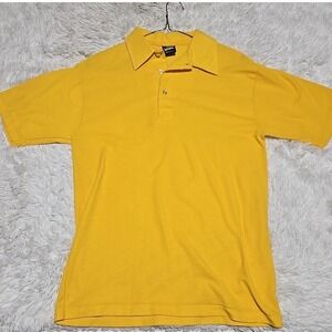Vintage 90s Screen Stars Yellow Polo Shirt Small Made USA Single Stitch